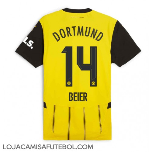 Camisa de Futebol Borussia Dortmund Maximilian Beier #14 Equipamento Principal 2024-25 Manga Curta